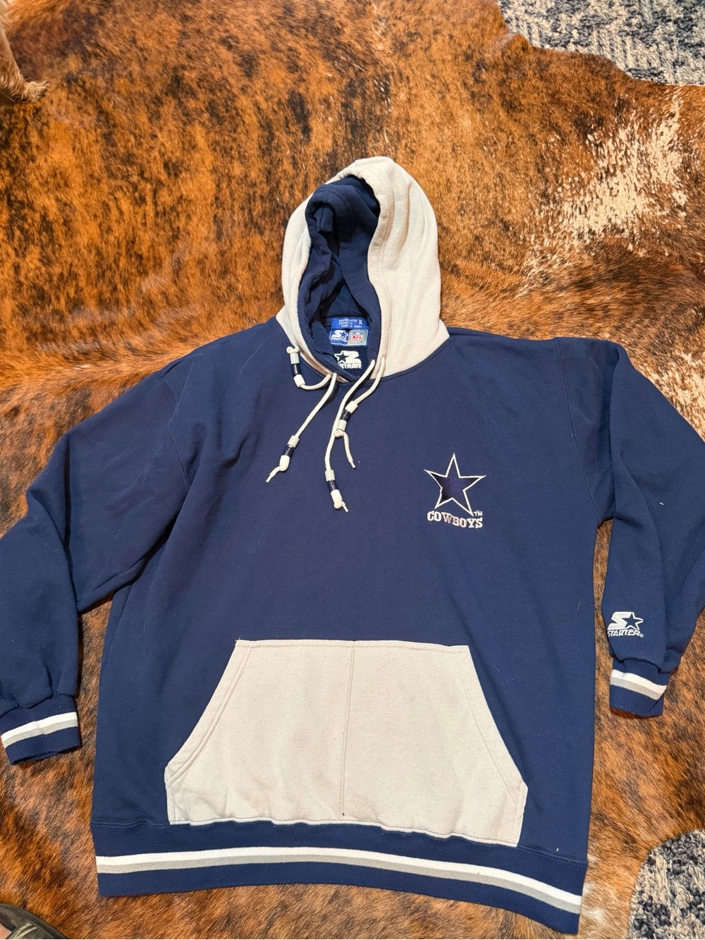 Vintage 90s Dallas Cowboys Hoodie Mens XL NFL Football STARTER Pullover Hooded